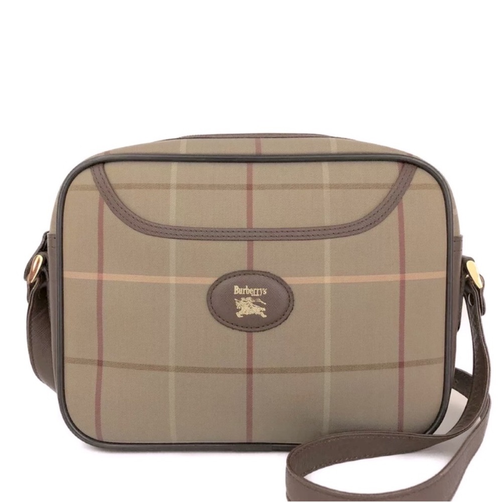 Burberrys Crossbody Shoulder Bag in Logo Check Canvas Vintage Authentic